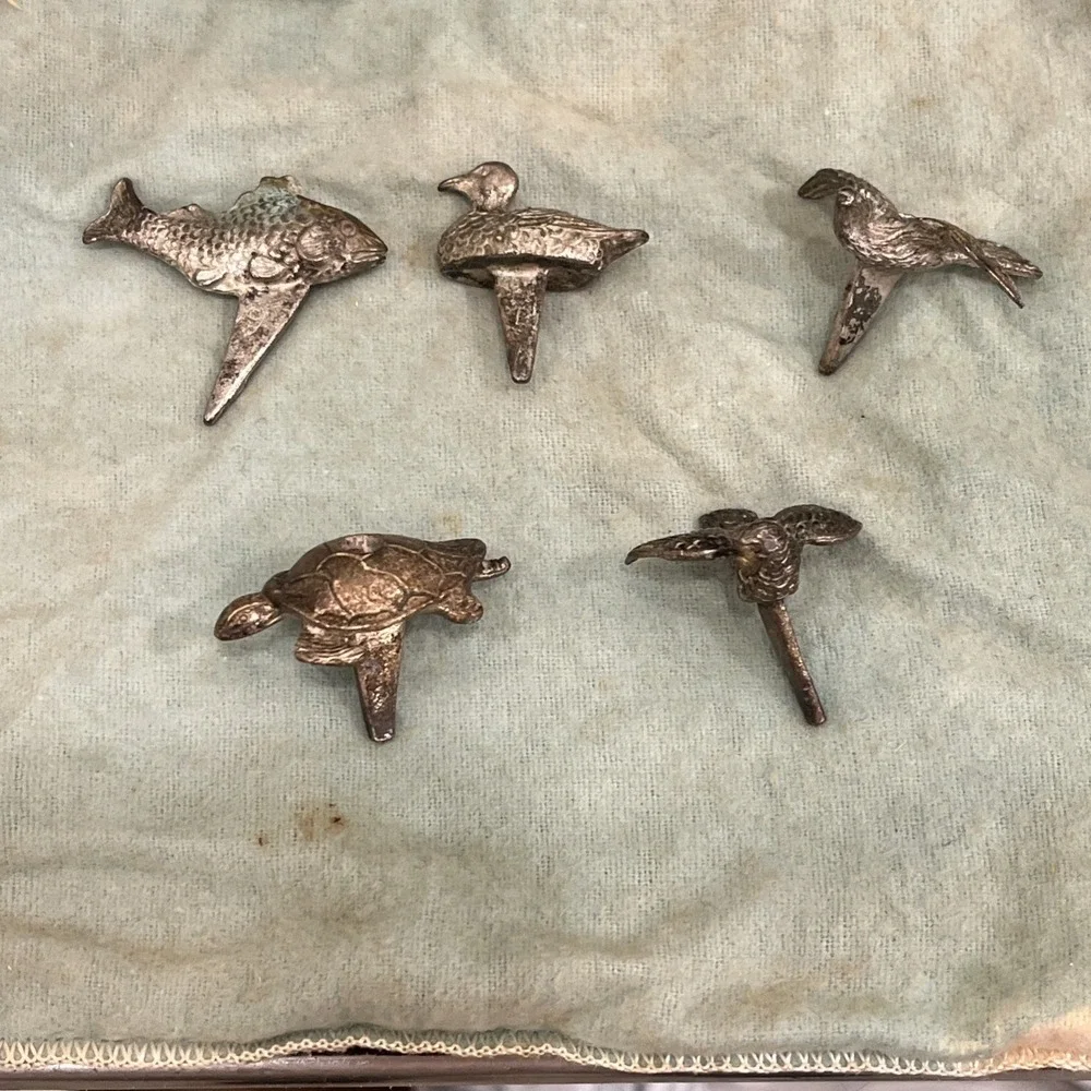 Vintage Reed & Barton Ocean Animal Birthday Candle Holders Set Of 5 Silver Plate